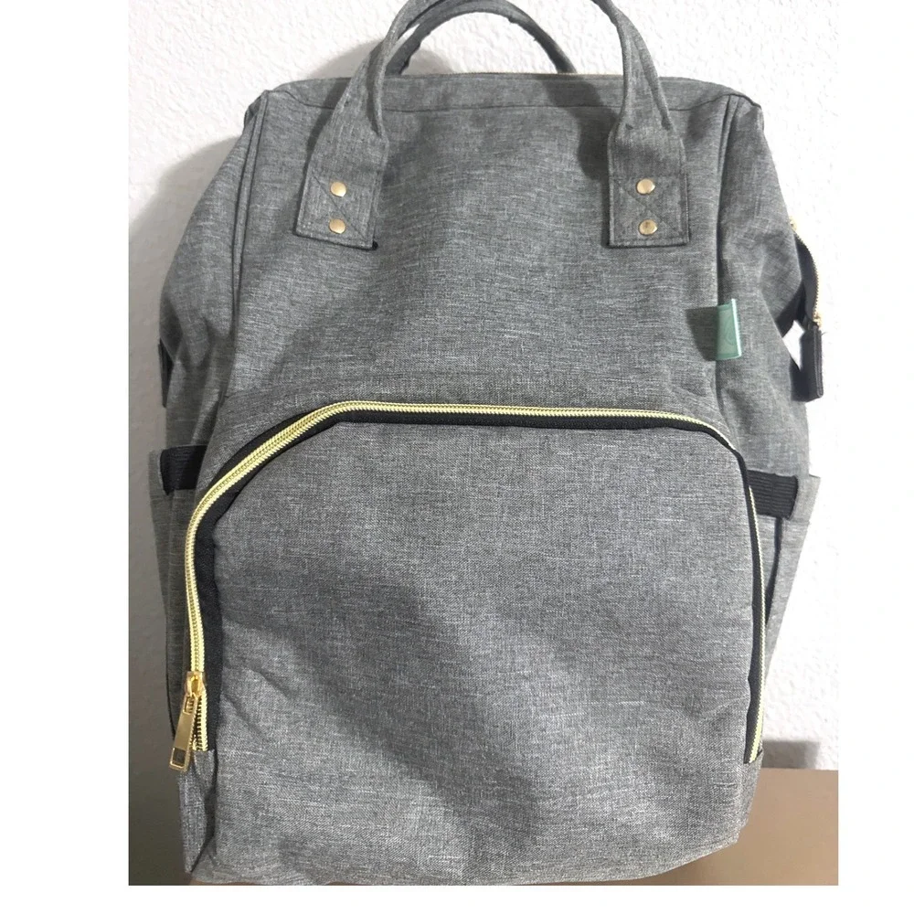 AFBP Grey Diaper Bag Breast‎ Pump Insulated Backpack Pockets Multi-Function
